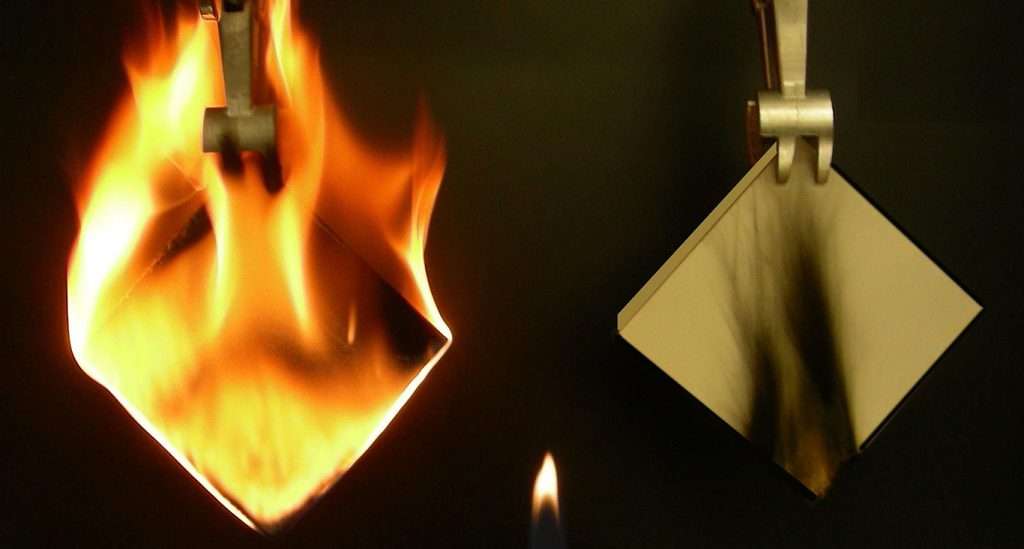 Flame test on material upgraded to King FlameShield
